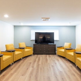 Movie theater with comfy couches